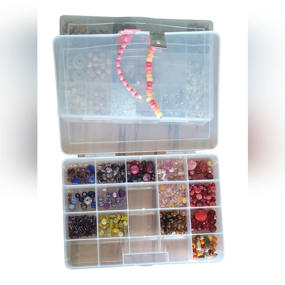 Bulk Beads for Jewelry Making Reds, Purples, Yellows, Orange, comes in case